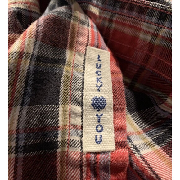 Lucky Brand Mens‎ Multicolor Red Plaid Button Long Sleeve Flannel Size Medium - Picture 10 of 12
